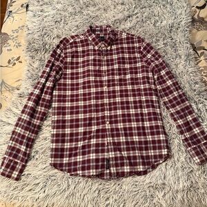 American Eagle Outfitters Maroon Plaid Casual Shirt